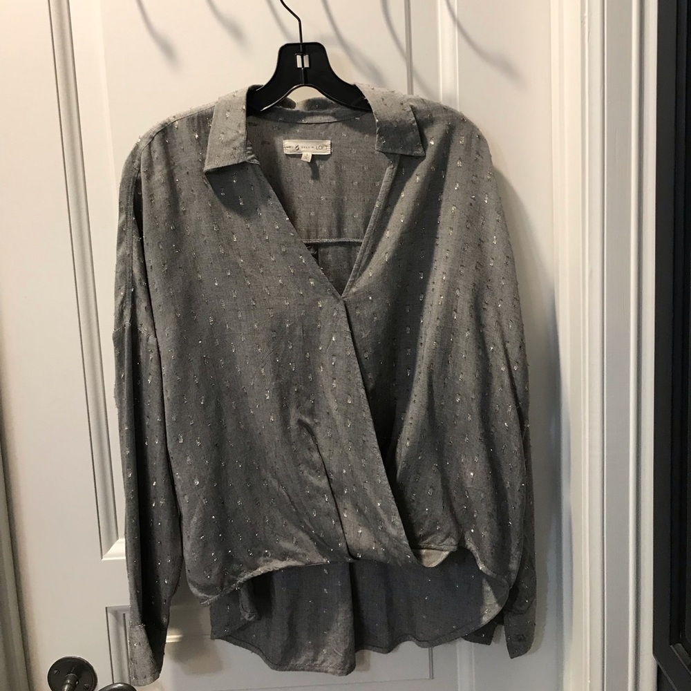 Lou & Grey for Loft size small grey and metallic blouse gently used